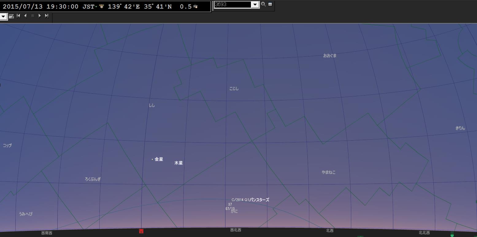 パンスターズ彗星（C/2014 Q1）の位置